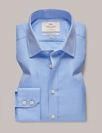 Hawes & Curtis Herringbone Blue Single Cuff 